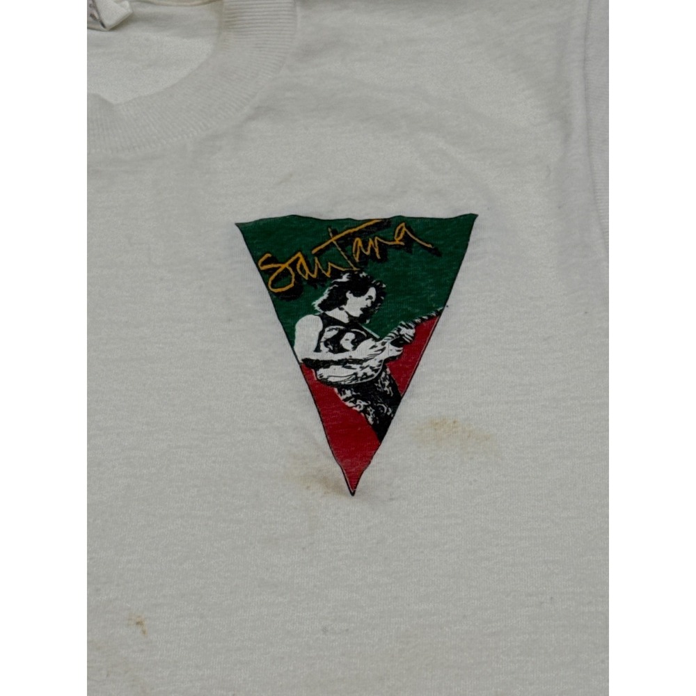 Vintage Santana Muscle Tee Signal Made in USA White Sleeveless Rock Shirt Medium